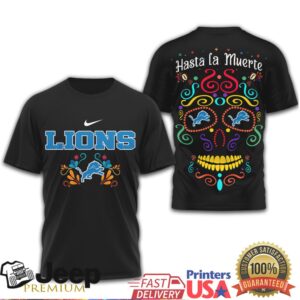 Detroit Lions Hasta la Muerte Sugar Skull T Shirt NFL Day of the Dead Apparel Detroit Lions Hasta la Muerte Sugar Skull T Shirt NFL Day of the Dead Apparel