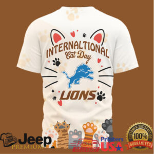 Detroit Lions International Cat Day Fan T Shirt