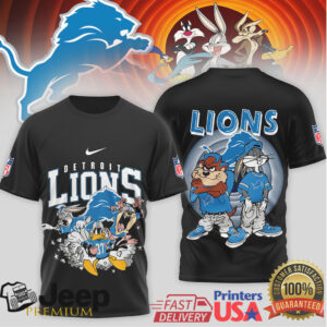 Detroit Lions Looney Tunes Taz & Friends NFL Sports Apparel T Shirt Detroit Lions Looney Tunes Taz & Friends NFL Sports Apparel T Shirt