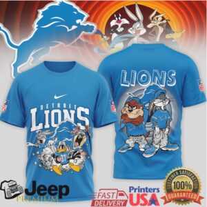 Detroit Lions Looney Tunes Taz & Friends NFL Sports Apparel T Shirt