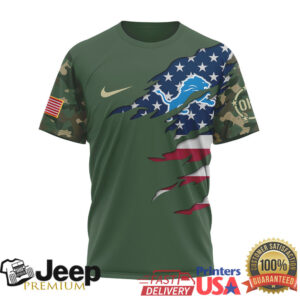 Detroit Lions Military Edition T Shirt Lions Soldier Mascot Patriotic T Shirt