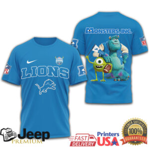 Detroit Lions Monsters Inc Mike & Sulley NFL Football T Shirt
