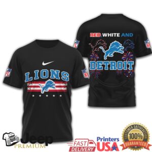 Detroit Lions NFL Red White and Blue Patriotic Fireworks T Shirt Detroit Lions NFL Red White and Blue Patriotic Fireworks T Shirt