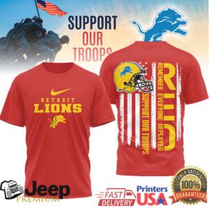 Detroit Lions RED Support Our Troops Military Appreciation T Shirt Detroit Lions RED Support Our Troops Military Appreciation T Shirt