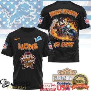 Detroit Lions x Harley Davidson Taz Riding Graphic T Shirt