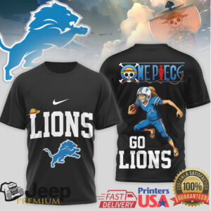 Detroit Lions x One Piece Luffy Anime Football T Shirt Detroit Lions x One Piece Luffy Anime Football T Shirt
