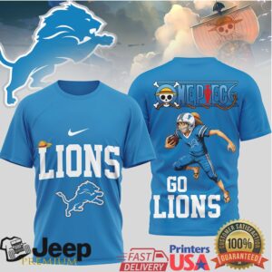 Detroit Lions x One Piece Luffy Anime Football T Shirt
