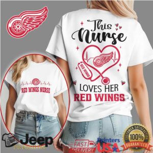 Detroit Red Wings Nurse Shirt NHL This Nurse Loves Her Red Wings Heart Stethoscope T Shirt