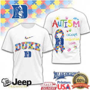 Duke Blue Devils Autism Awareness T Shirt Puzzle Ribbon Team Spirit Shirt