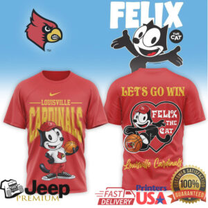 Felix the Cat Louisville Cardinals Basketball Mascot Graphic T Shirt Felix the Cat Louisville Cardinals Basketball Mascot Graphic T Shirt