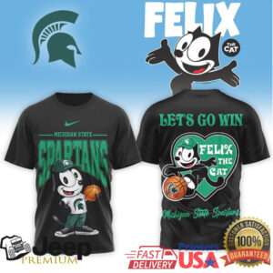 Felix the Cat Michigan State Spartans Basketball “Let’s Go Win” T Shirt Felix the Cat Michigan State Spartans Basketball “Let’s Go Win” T Shirt