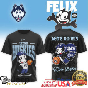 Felix the Cat UConn Huskies “Let’s Go Win” Basketball T Shirt Felix the Cat UConn Huskies “Let’s Go Win” Basketball T Shirt