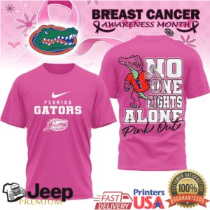 Florida Gators No One Fights Alone Breast Cancer Awareness Pink Out T Shirt