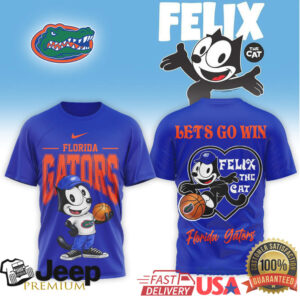 Florida Gators x Felix The Cat College Basketball Fan Graphic T Shirt Florida Gators x Felix The Cat College Basketball Fan Graphic T Shirt