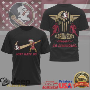 Florida State Seminoles Just Hate Us Punisher Skull Fan T Shirt Florida State Seminoles Just Hate Us Punisher Skull Fan T Shirt