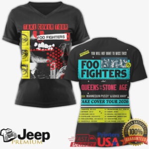 Foo Fighters Take Cover Tour 2026 with Queens of the Stone Age T Shirt Foo Fighters Take Cover Tour 2026 with Queens of the Stone Age T Shirt