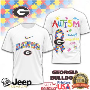 Georgia Bulldogs Autism Awareness T Shirt Accept Understand Love