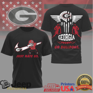 Georgia Bulldogs Just Hate Us Hairy Dawg Dabbing Mascot T Shirt Georgia Bulldogs Just Hate Us Hairy Dawg Dabbing Mascot T Shirt