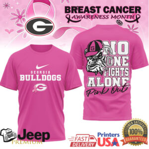 Georgia Bulldogs No One Fights Alone Breast Cancer Awareness Pink Out T Shirt Georgia Bulldogs No One Fights Alone Breast Cancer Awareness Pink Out T Shirt