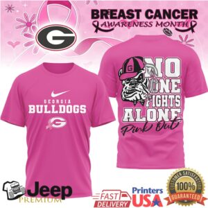 Georgia Bulldogs No One Fights Alone Breast Cancer Awareness Pink Out T Shirt