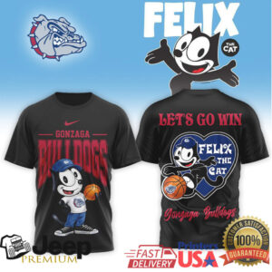 Gonzaga Bulldogs x Felix The Cat Basketball Mascot Graphic T Shirt Gonzaga Bulldogs x Felix The Cat Basketball Mascot Graphic T Shirt