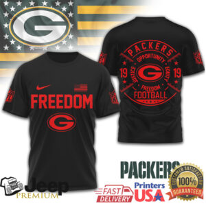 Green Bay Packers Freedom Football Justice Equity Opportunity Black T Shirt Green Bay Packers Freedom Football Justice Equity Opportunity Black T Shirt