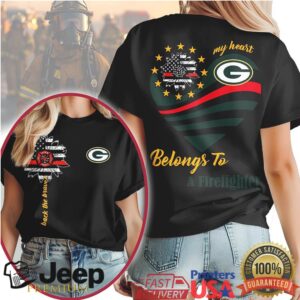 Green Bay Packers My Heart Belongs To A Firefighter Thin Red Line T Shirt Green Bay Packers My Heart Belongs To A Firefighter Thin Red Line T Shirt