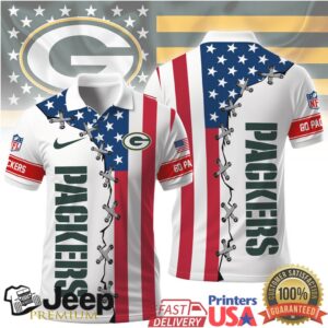 Green Bay Packers NFL Patriotic American Flag Stars and Stripes Polo Shirt