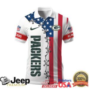 Green Bay Packers NFL Patriotic American Flag Stars and Stripes Polo Shirt