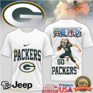 Green Bay Packers x One Piece Luffy Anime Football T Shirt