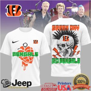 Green Day x Cincinnati Bengals Punk Skull Heart Grenade T Shirt