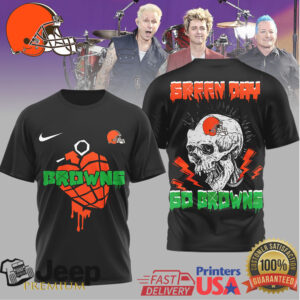 Green Day x Cleveland Browns Mohawk Skull Punk Rock Fan T Shirt