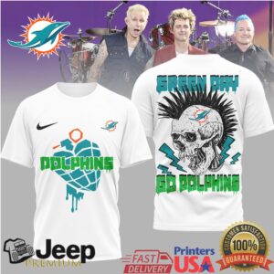 Green Day x Miami Dolphins Punk Rock Skull Heart Grenade T Shirt
