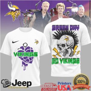 Green Day x Minnesota Vikings Punk Rock Skull Heart Grenade T Shirt