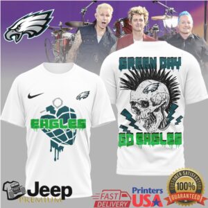 Green Day x Philadelphia Eagles Punk Rock Skull Heart Grenade T Shirt