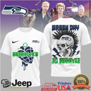 Green Day x Seattle Seahawks Punk Rock Skull Heart Grenade T Shirt