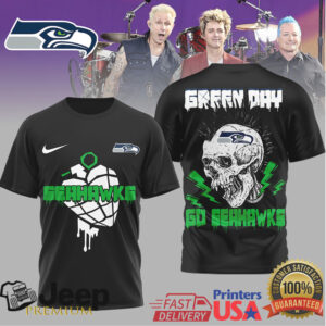 Green Day x Seattle Seahawks Punk Rock Skull Heart Grenade T Shirt