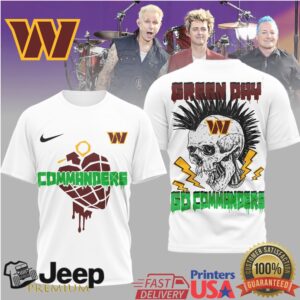 Green Day x Washington Commanders Punk Rock Skull Heart Grenade T Shirt