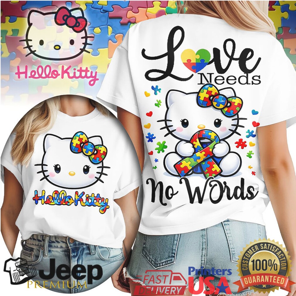Hello Kitty Autism Awareness Love Needs No Words Puzzle Ribbon T Shirt Hello Kitty Autism Awareness Love Needs No Words Puzzle Ribbon T Shirt