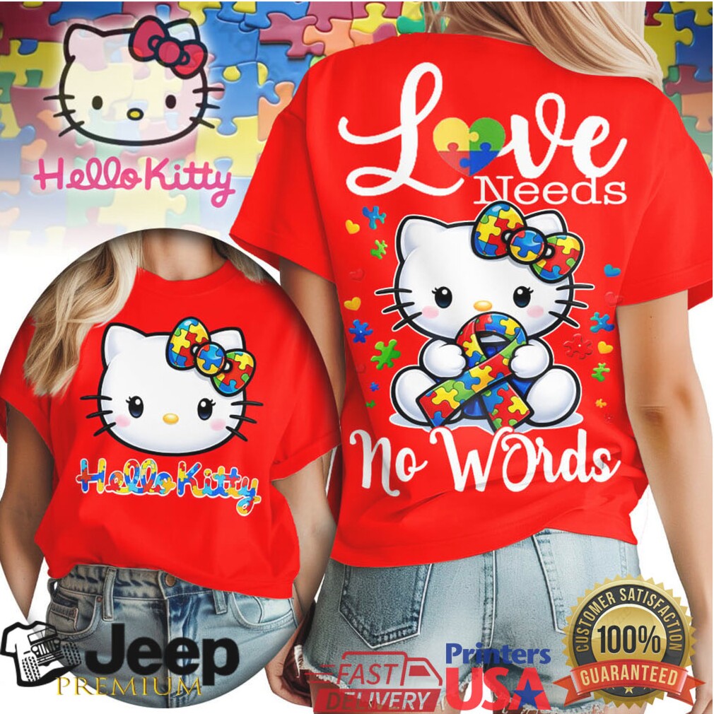 Hello Kitty Autism Awareness Love Needs No Words Puzzle Ribbon T Shirt Hello Kitty Autism Awareness Love Needs No Words Puzzle Ribbon T Shirt