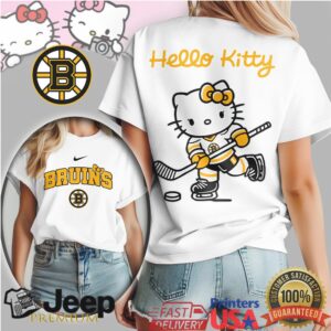 Hello Kitty Boston Bruins Hockey T Shirt Cute NHL Fan Apparel