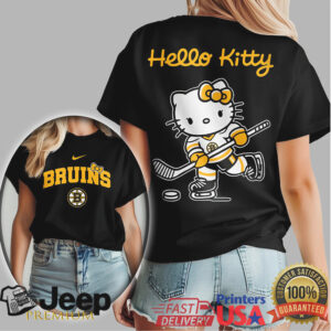 Hello Kitty Boston Bruins Hockey T Shirt Cute NHL Fan Apparel