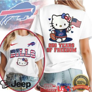 Hello Kitty Buffalo Bills 250 Years of Freedom Patriotic T Shirt Hello Kitty Buffalo Bills 250 Years of Freedom Patriotic T Shirt