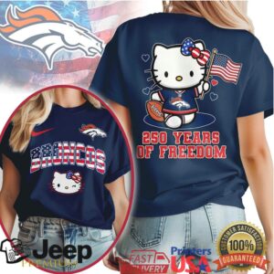 Hello Kitty Denver Broncos 250 Years of Freedom Patriotic T Shirt Hello Kitty Denver Broncos 250 Years of Freedom Patriotic T Shirt