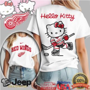 Hello Kitty Detroit Red Wings Hockey T Shirt Cute NHL Fan Apparel