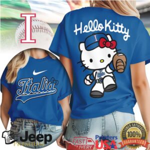 Hello Kitty Italia Baseball World Mascot Graphic T Shirt BlueBlackWhite