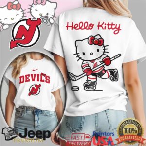Hello Kitty New Jersey Devils Hockey Player T Shirt Devils Fan Apparel