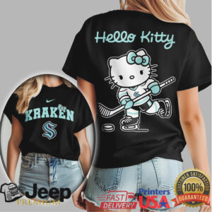 Hello Kitty Seattle Kraken Hockey T Shirt Cute NHL Fan Apparel