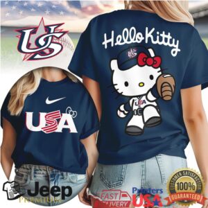 Hello Kitty USA Baseball Player Graphic T Shirt NavyBlackWhite T Shirt