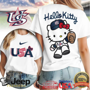 Hello Kitty USA Baseball Player Graphic T Shirt NavyBlackWhite T Shirt